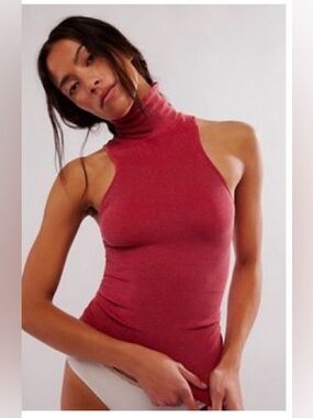 NWT Intimately FP Always Ready Seamless Turtleneck Tank- Red Rouge